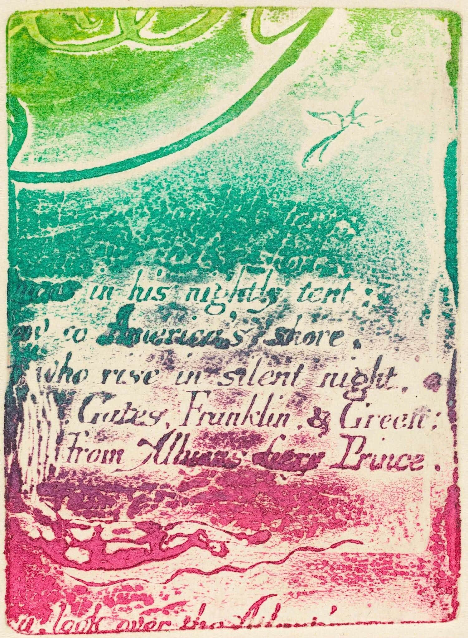 Restrike from fragment of cancelled plate for "A Prophecy", by William Blake, ink, 1793