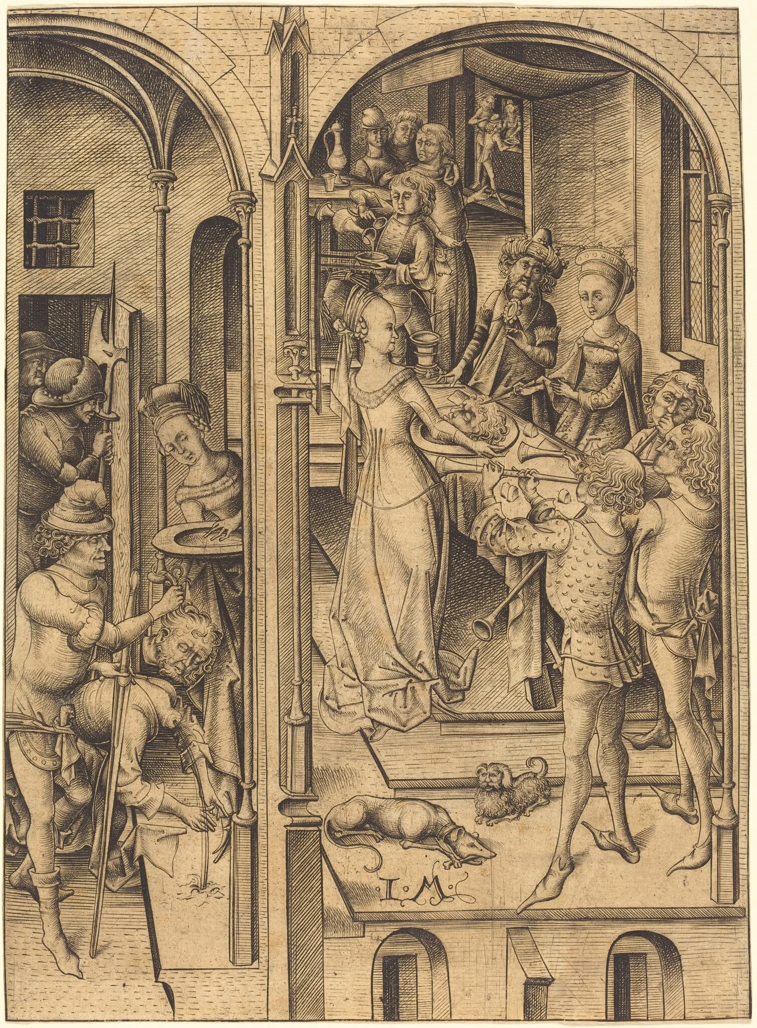 Beheading of Saint John the Baptist, by Israhel van Meckenem, ink, 1480