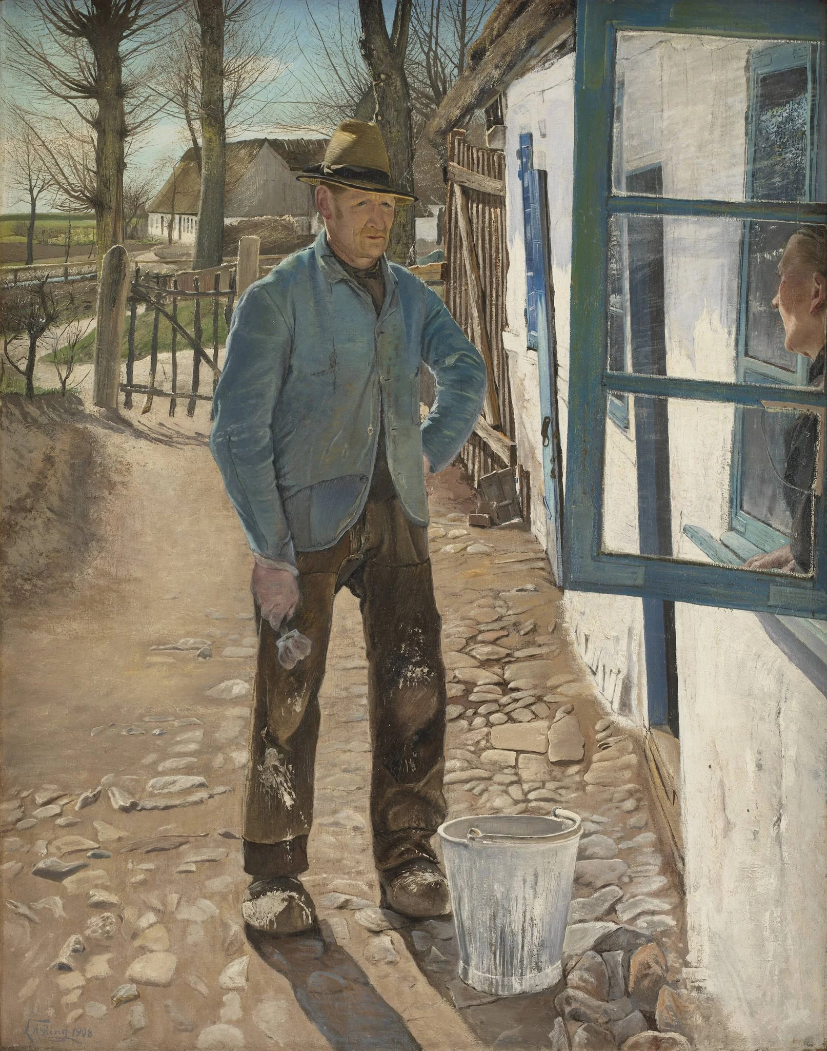 Whitewashing the Old House, by Unknown, 1908