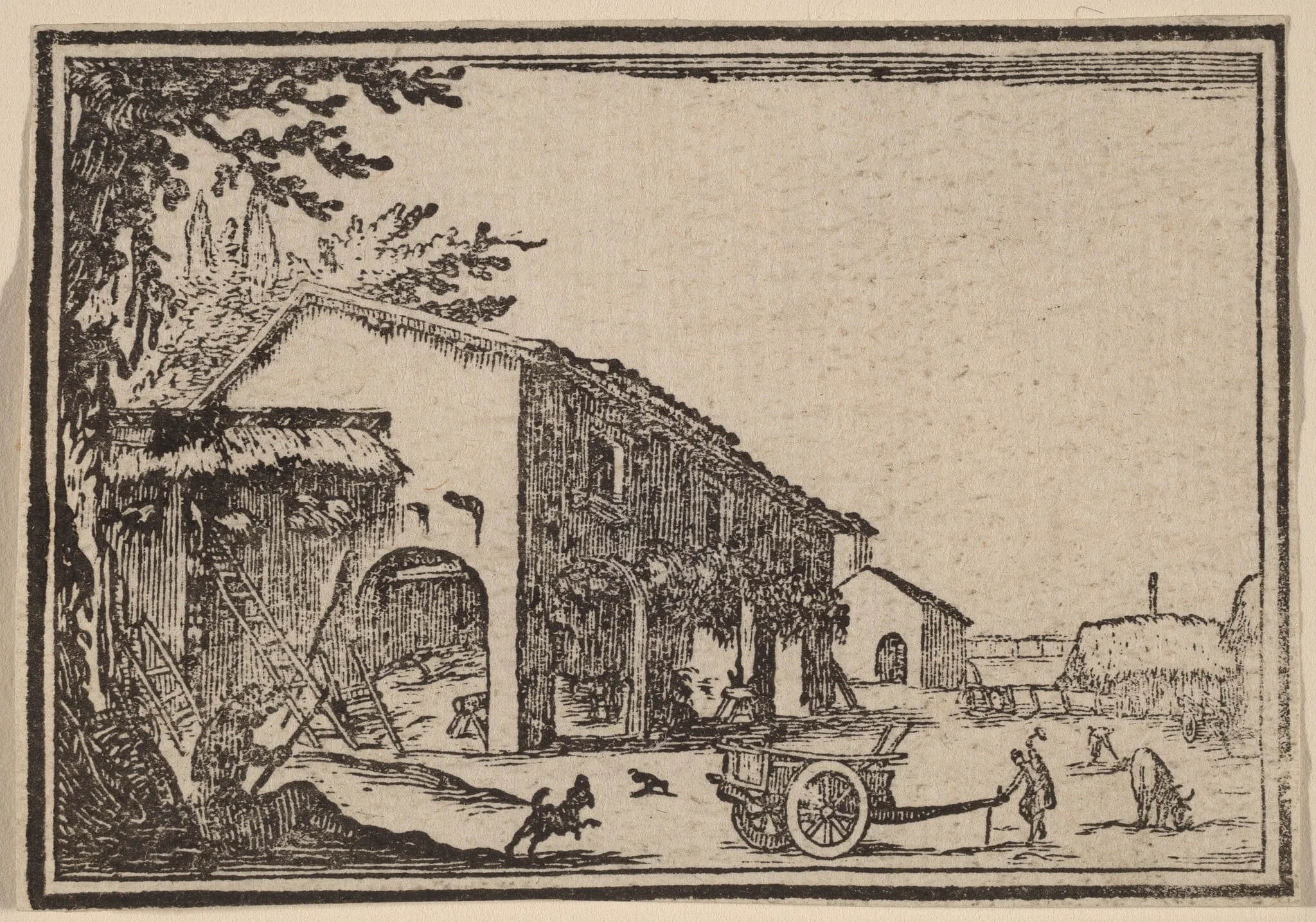 Courtyard of a Farm, by Edouard Eckman, ink, 1621