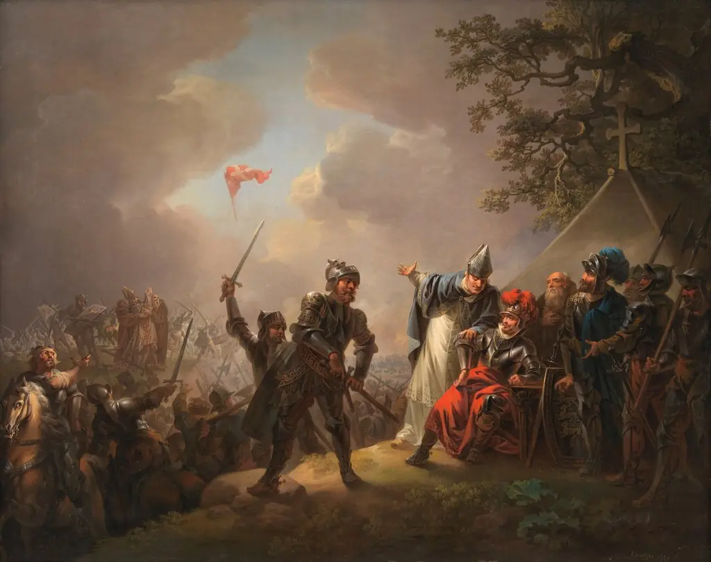 The Legend of the Danish Flag (the Dannebrog) Falling from the Heavens during the Battle of Lyndanise in Estonia in 1219