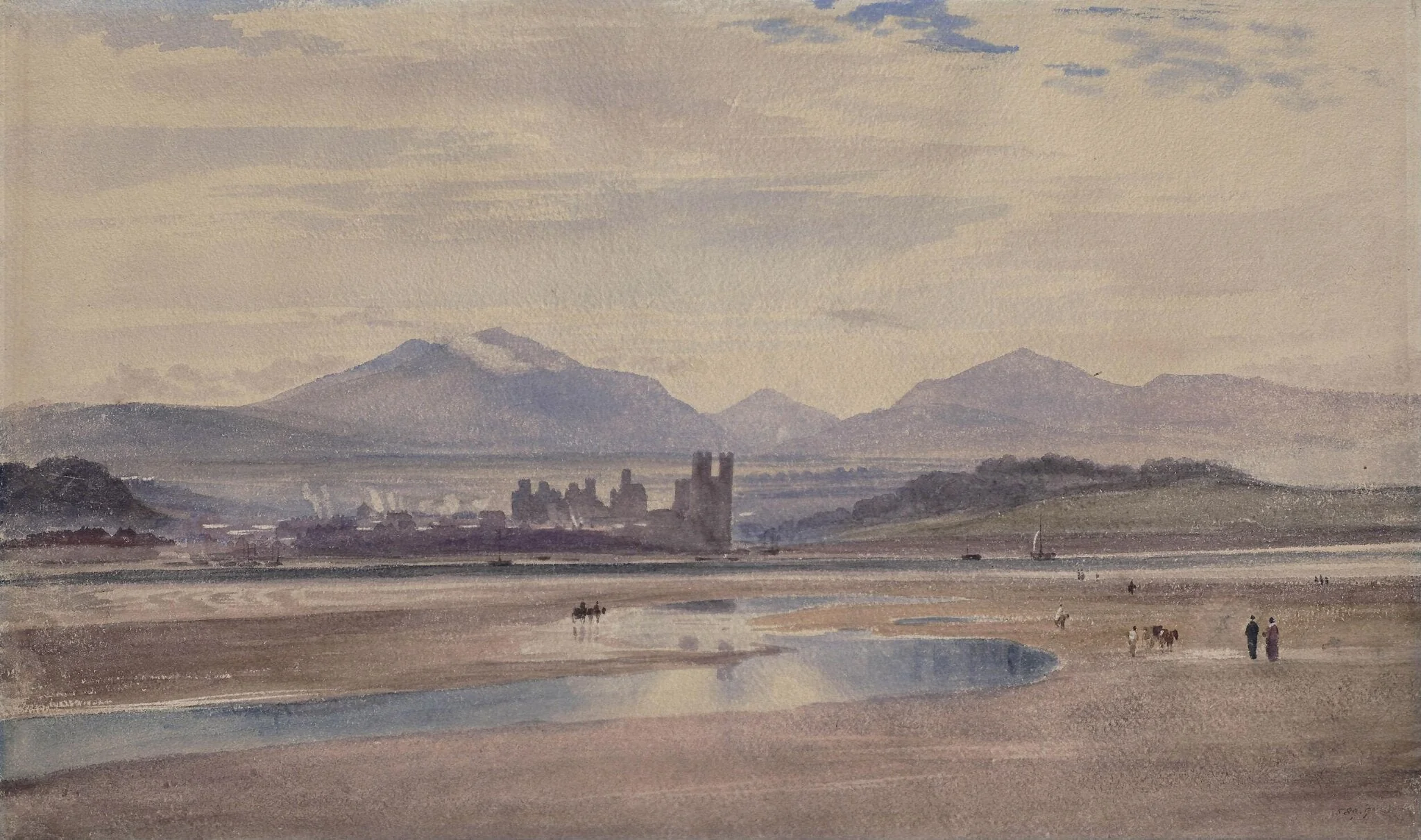 Carnarvon Castle and the Menai Straits, by Peter De Wint, watercolor, 1850