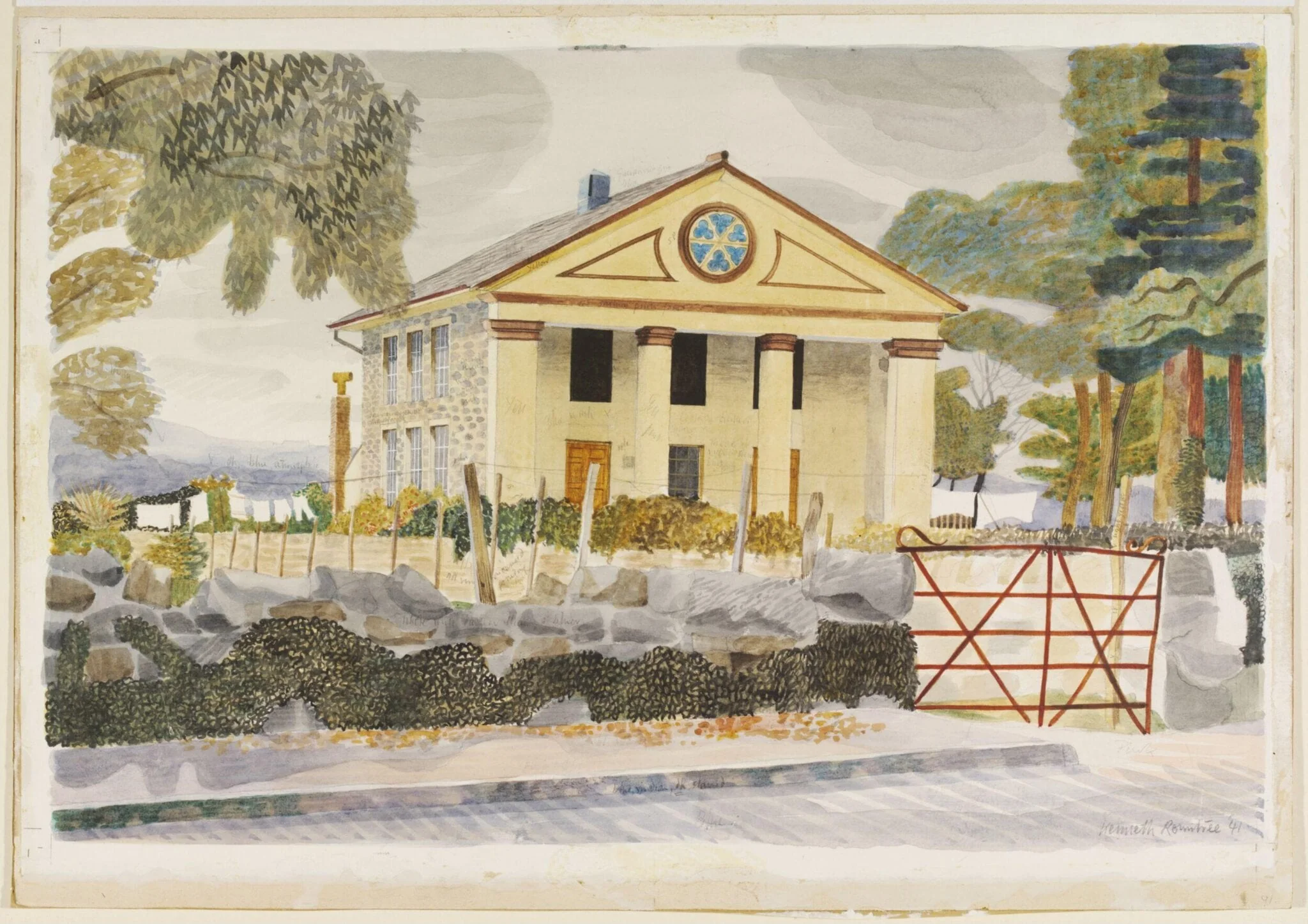 Chapel Tremadoc, Caernarvonshire, by Rowntree, watercolor, 1941