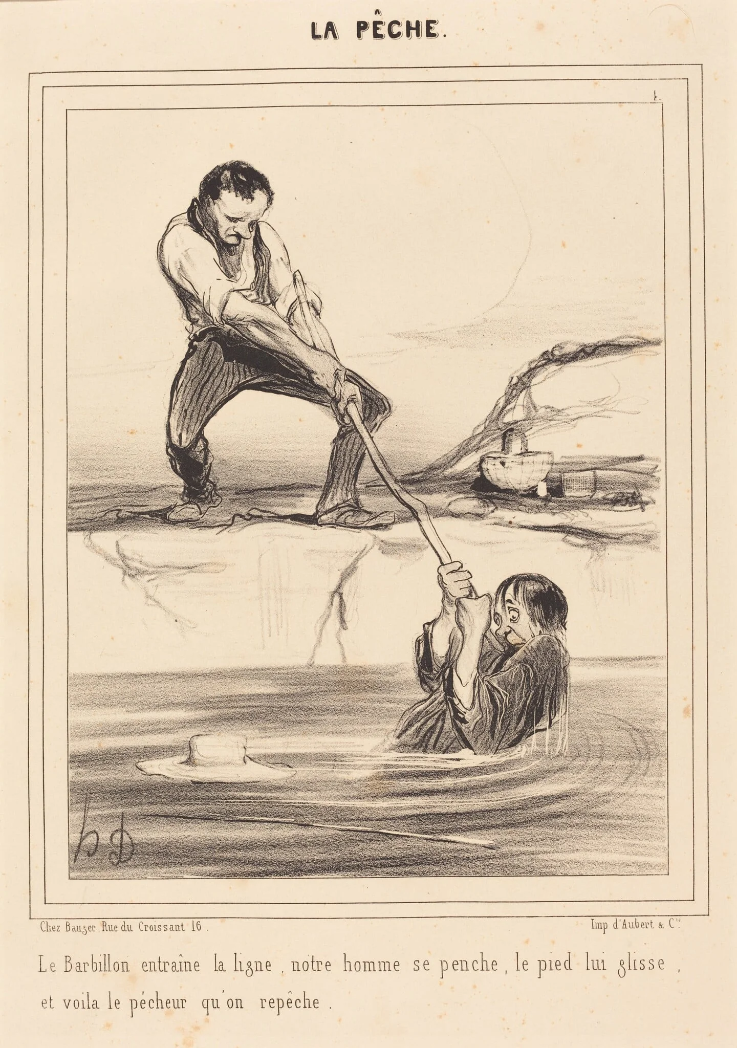 Le Barbillon entraine..., by Honoré Daumier, ink, 1840