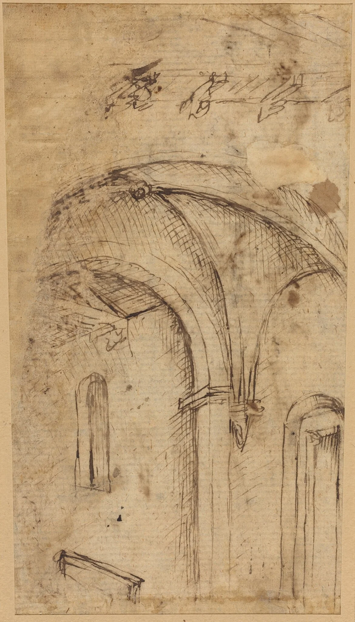 Gothic Vault [verso], by Parri Spinelli, ink, 1440