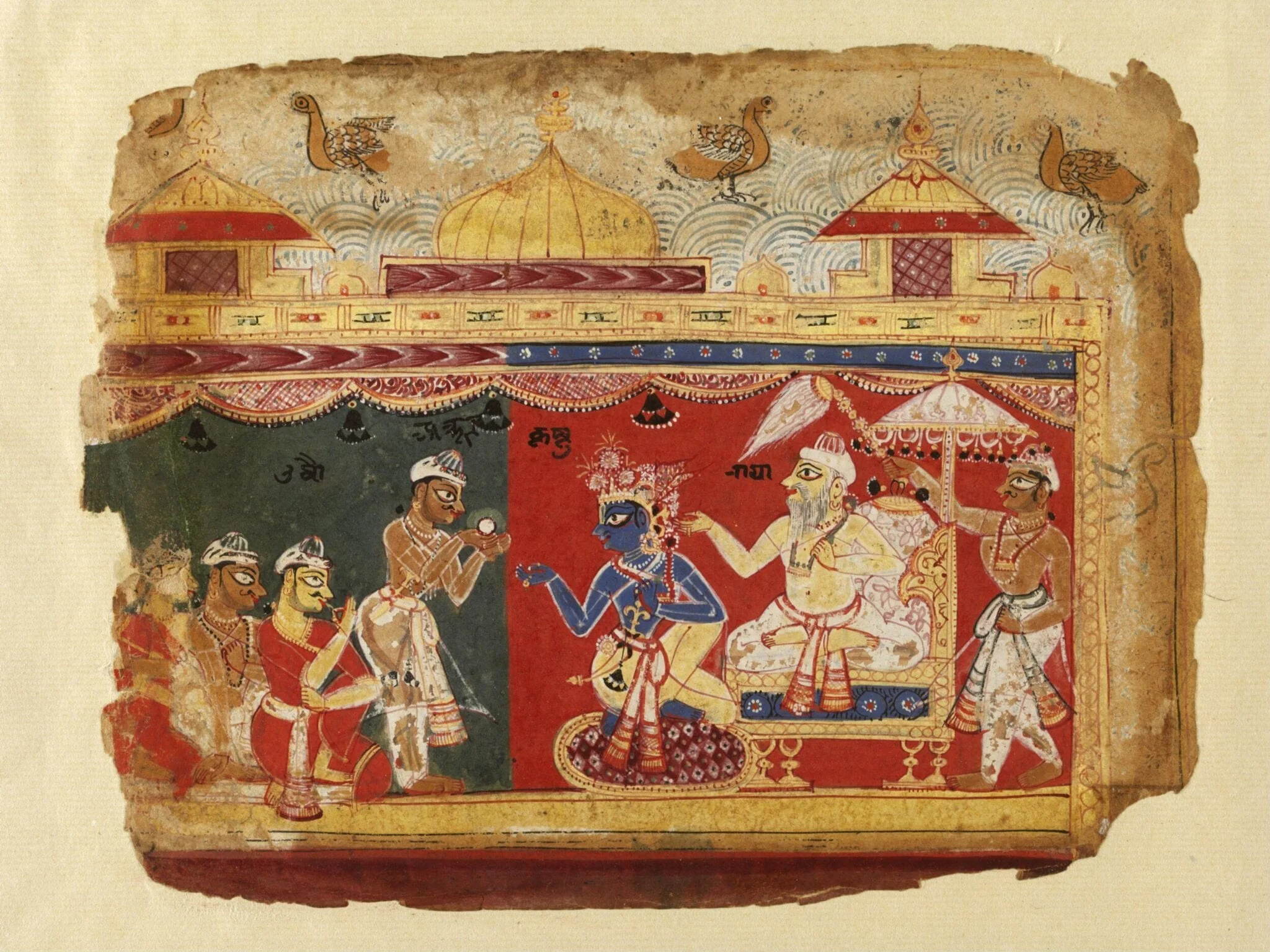 Akrura and Krishna, by Unknown, paint, 1520