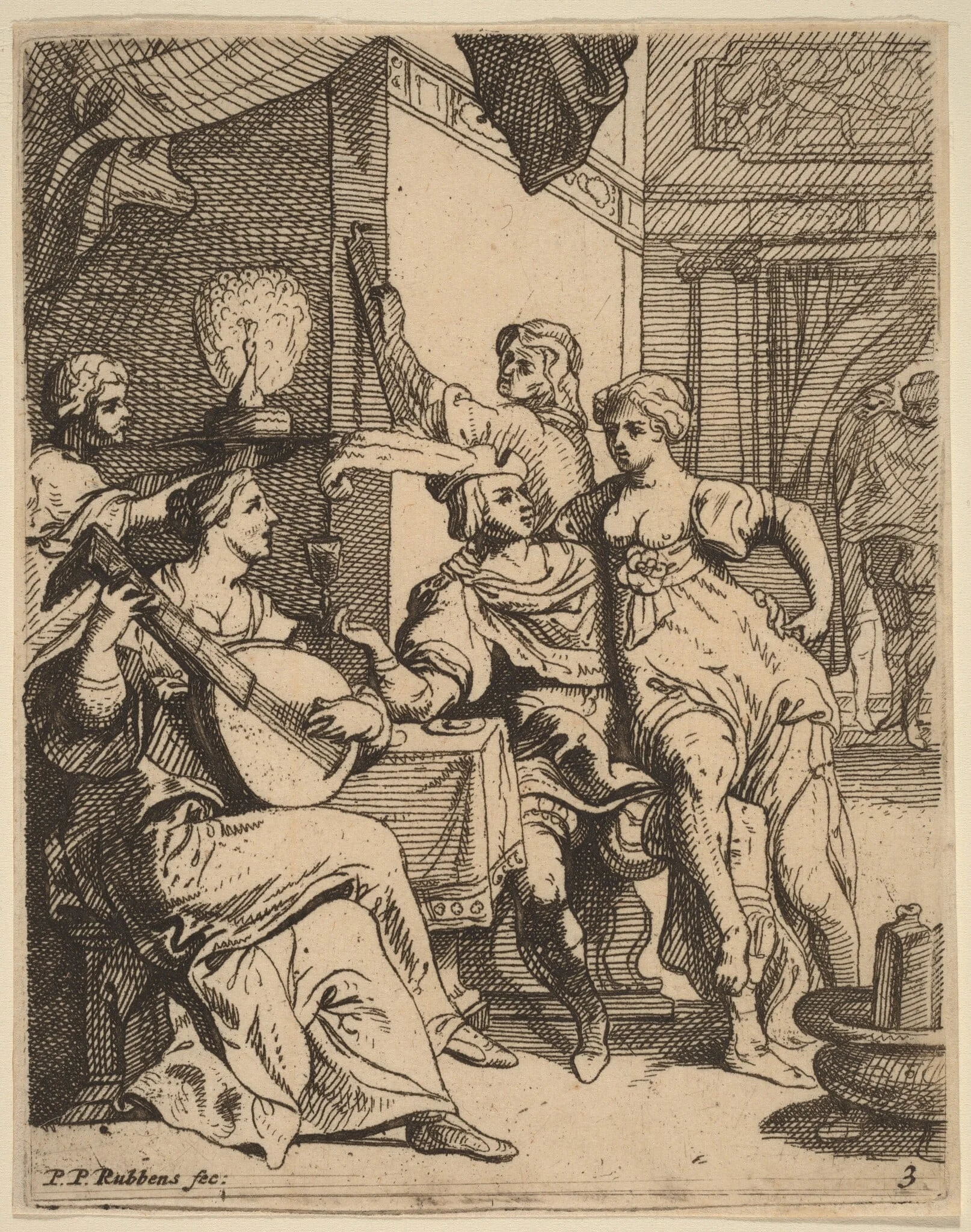 The Prodigal Wasting His Substance in the Tavern, by Theodoor van Thulden, ink, 1638