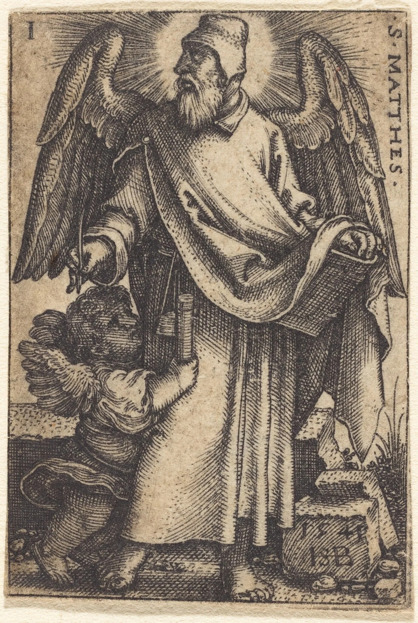 Saint Matthew, by Sebald Beham, ink, 1541