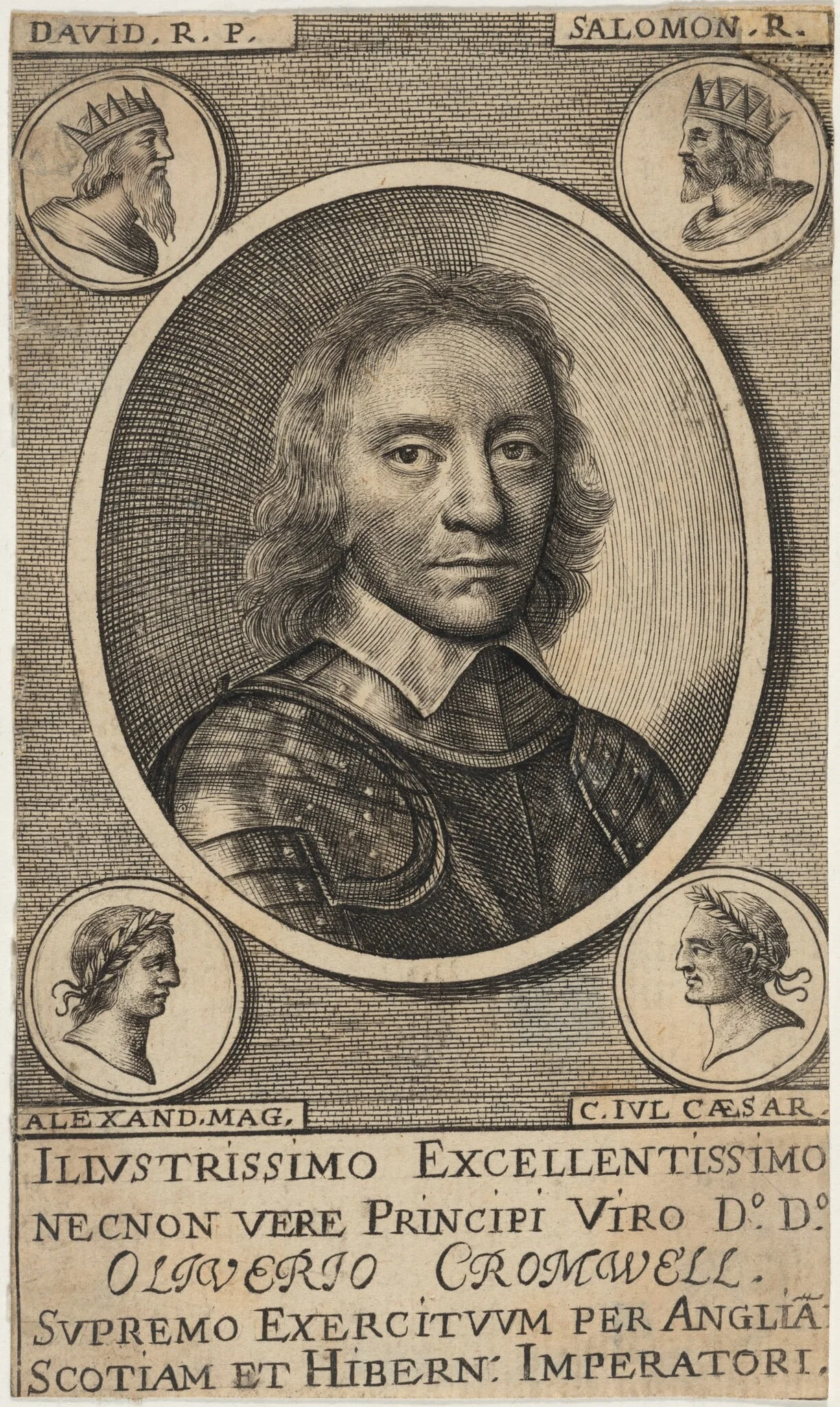 Oliver Cromwell, by William Faithorne, ink, 1654