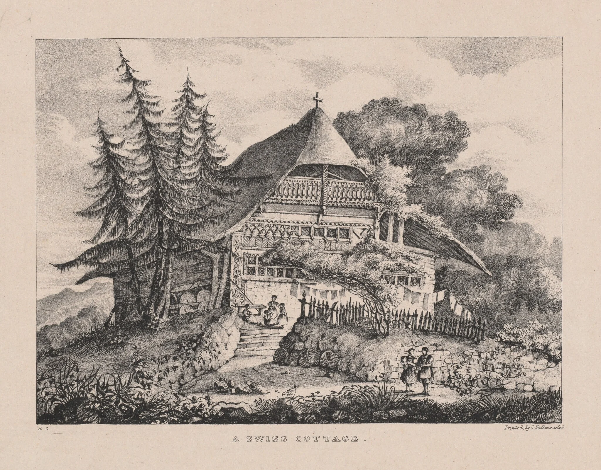 A Swiss Cottage, by Richenda Cunningham, ink, 1825
