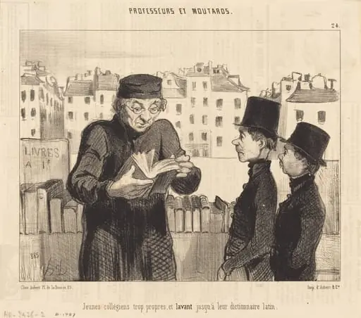 Jeunes collégiens... lavant jusqu'a leur dictionnaire latin