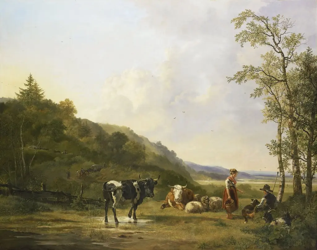 Landscape with Shepherd, Shepherdess and Cows