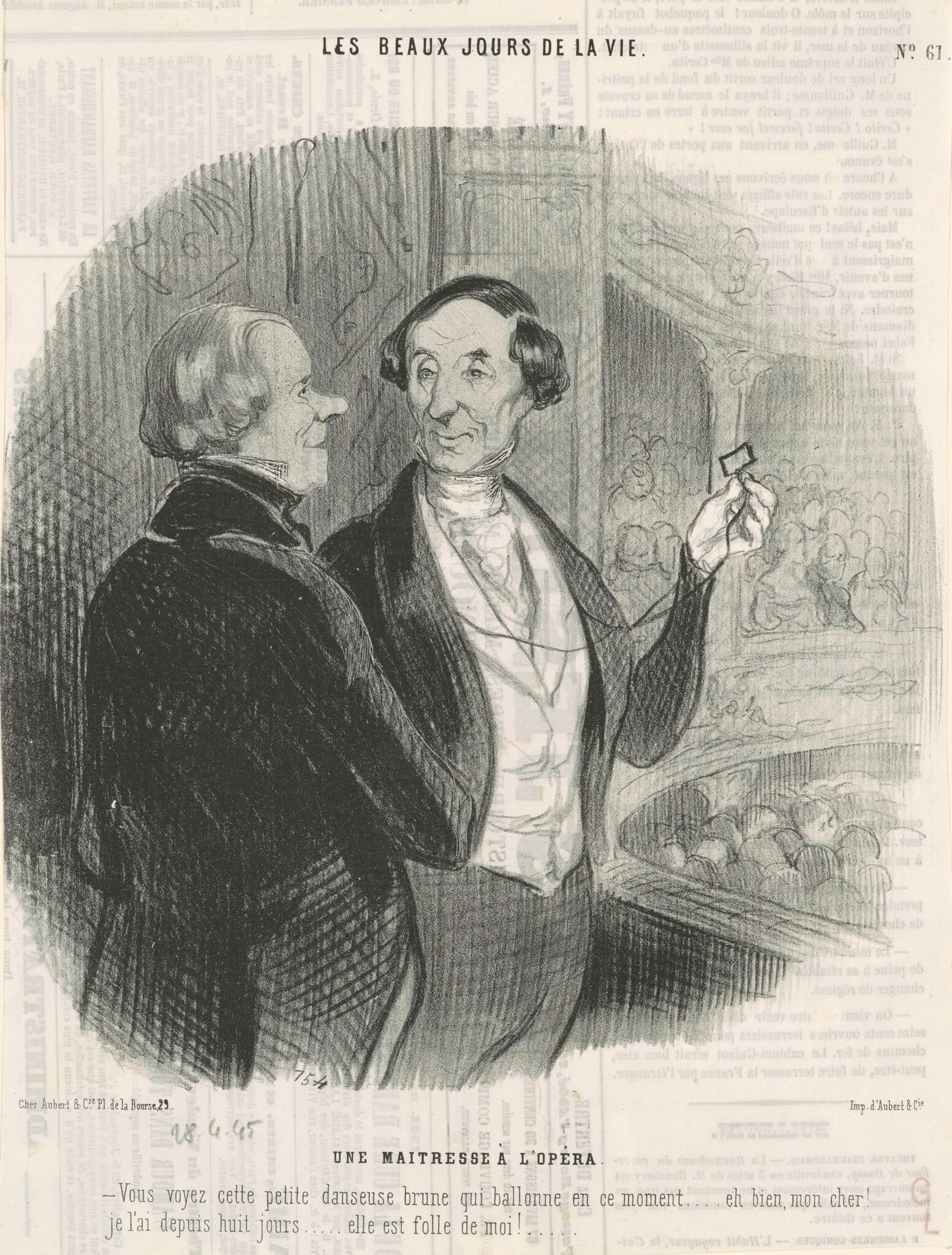 Une maitresse a l'opera, by Honoré Daumier, ink, 1845