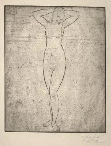 Standing Girl with Arms Behind her Head