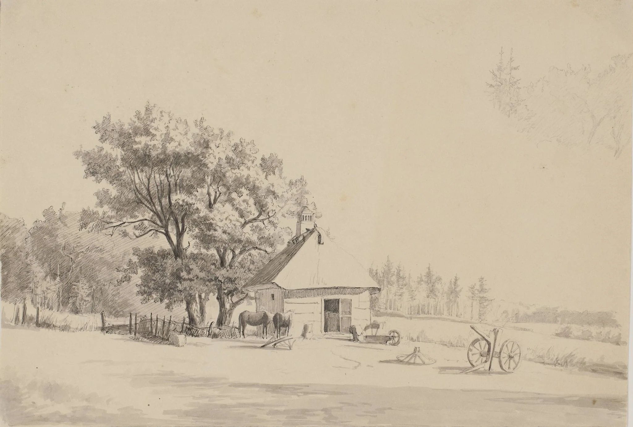 Landskab med en smedje, by Unknown, unspecified, 1850