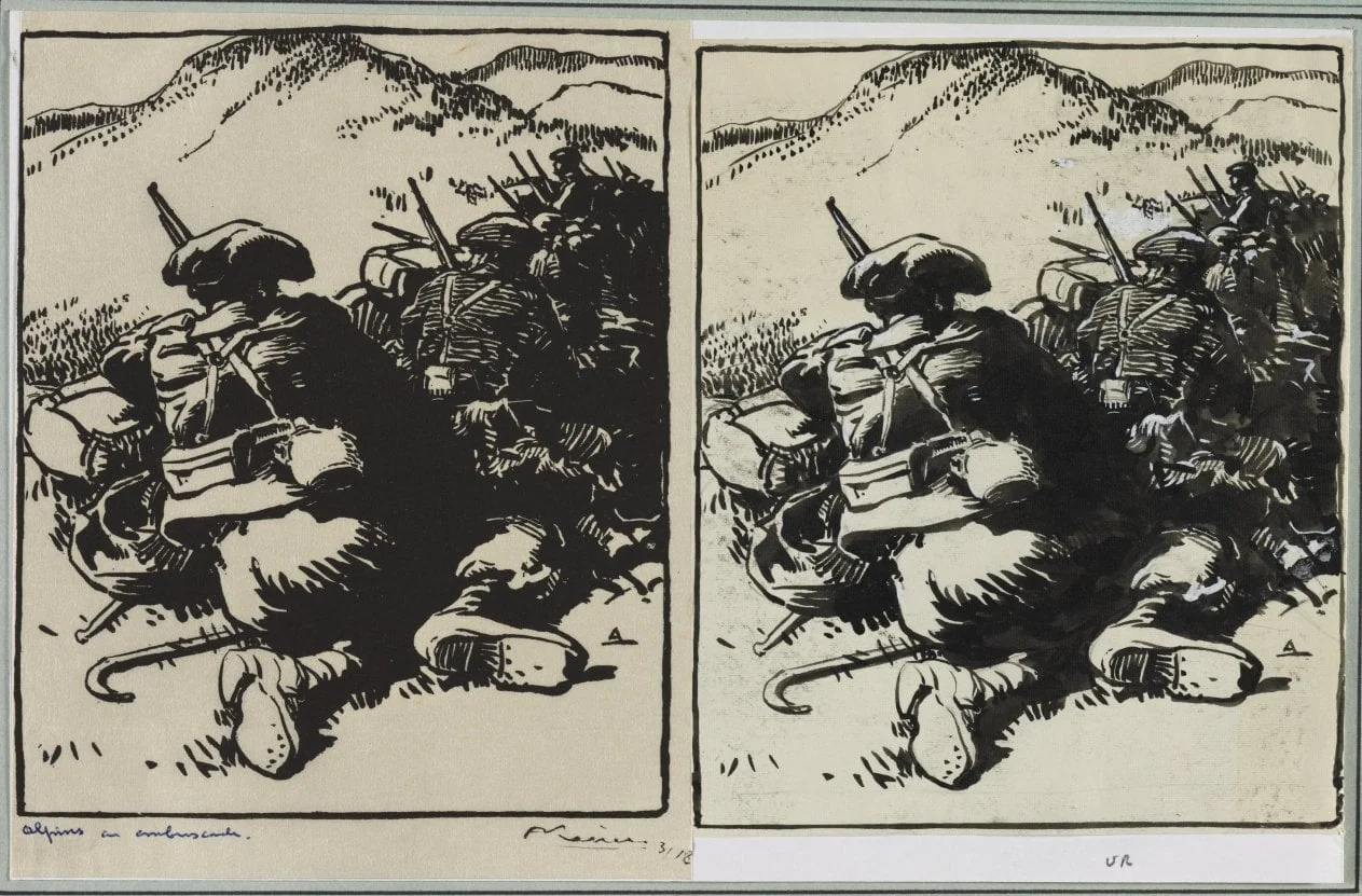 Alpins en ambuscade, by Auguste Lepère, 1914