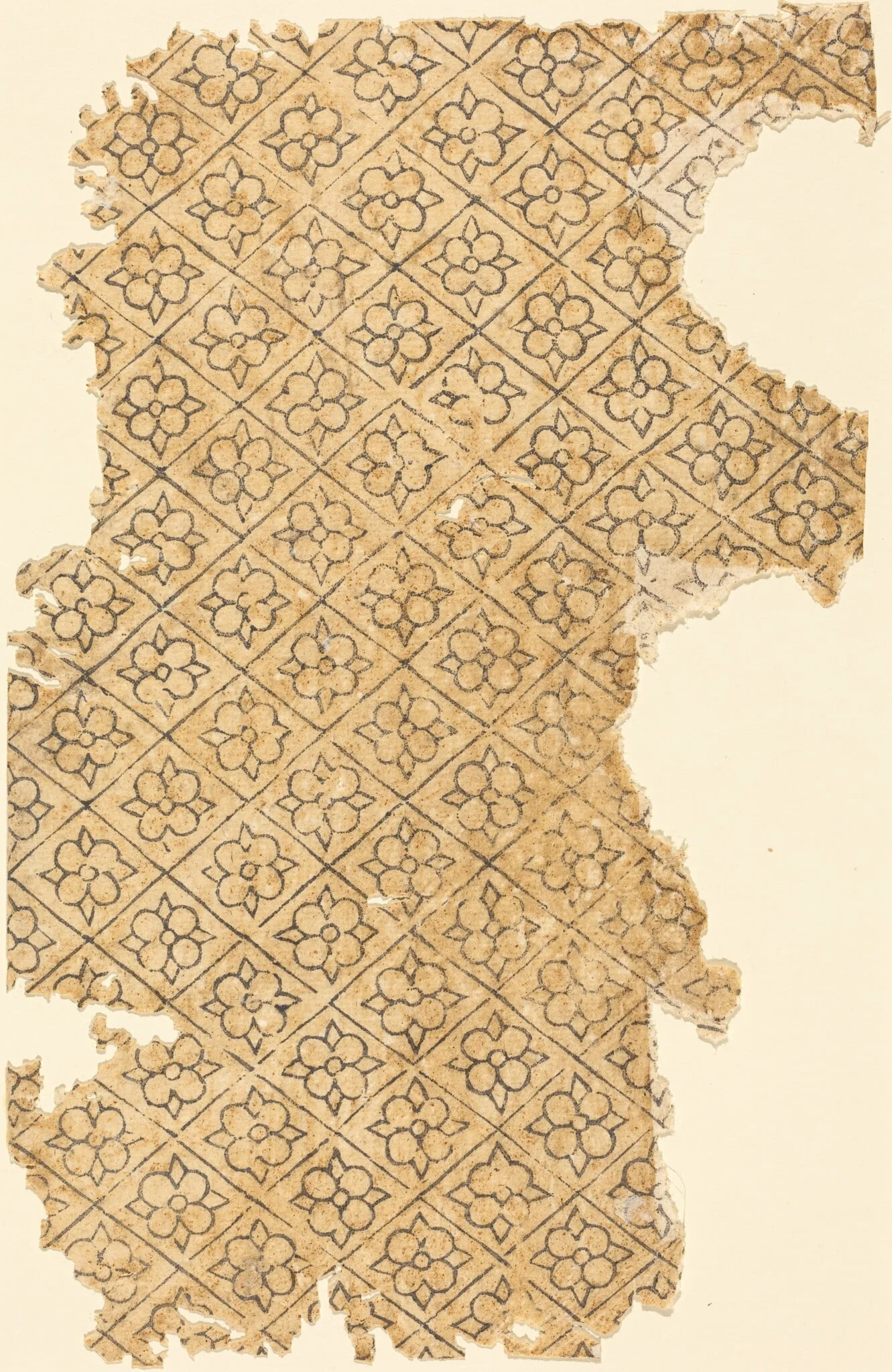 Sheet with Flower and Diamond Pattern, by German 16th Century, ink, 1550
