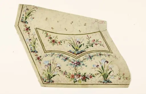 Composition de fleurs en bouquets et guirlandes de baies, projets de broderies de gilet, XVIIIème siècle