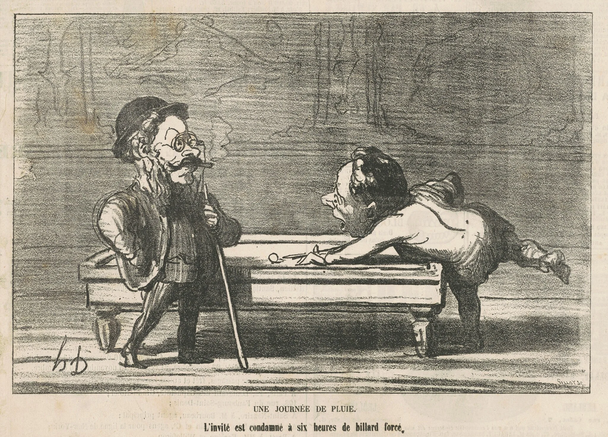 Une journée de pluie, by Honoré Daumier, ink, 1865