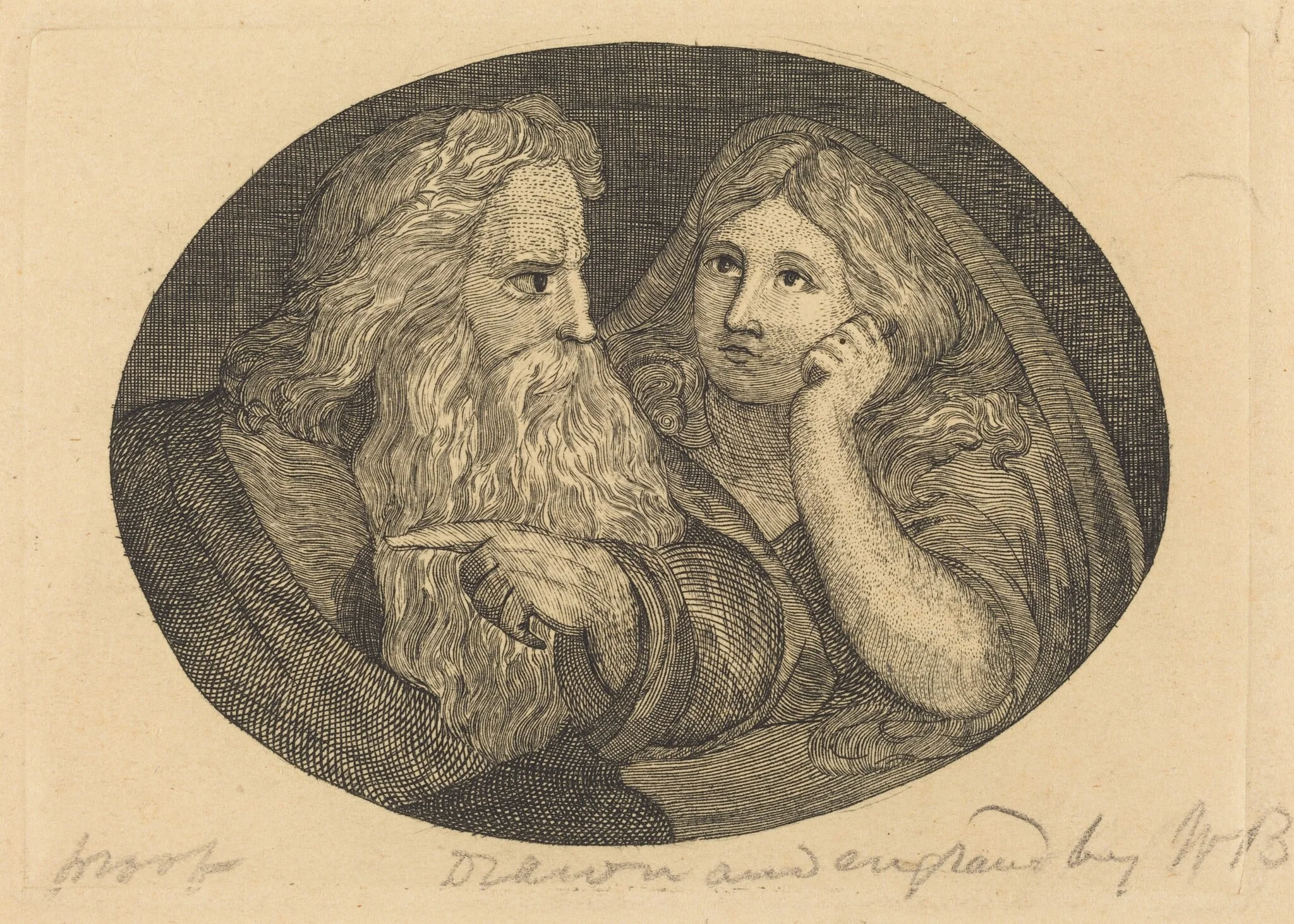 Lear and Cordelia, by Butts, Jr., Thomas, ink, 1807