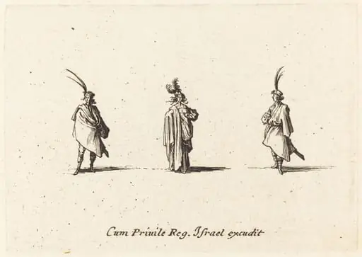 Lady in Long Cloak, and Two Gentlemen