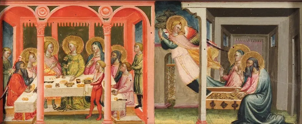 Scenes from the story of Tobias (marriage of Tobias and Sara; the archangel leaves Tobit and Anna)