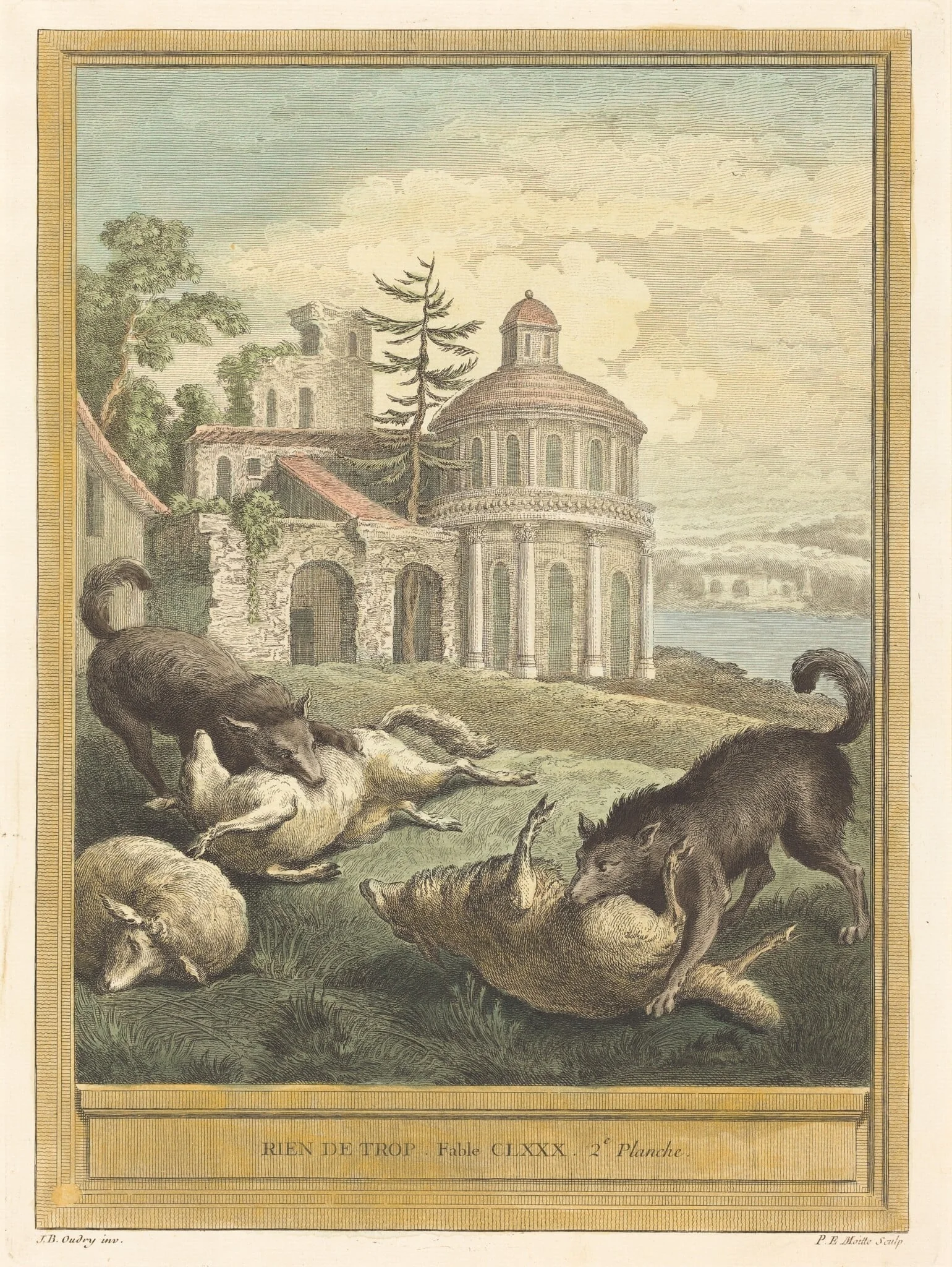 Rien de trop (Nothing in Excess), by Pierre Etienne Moitte, ink, 1756