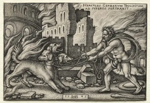 The Labors of Hercules: Hercules Dragging Cerberus from the Underworld