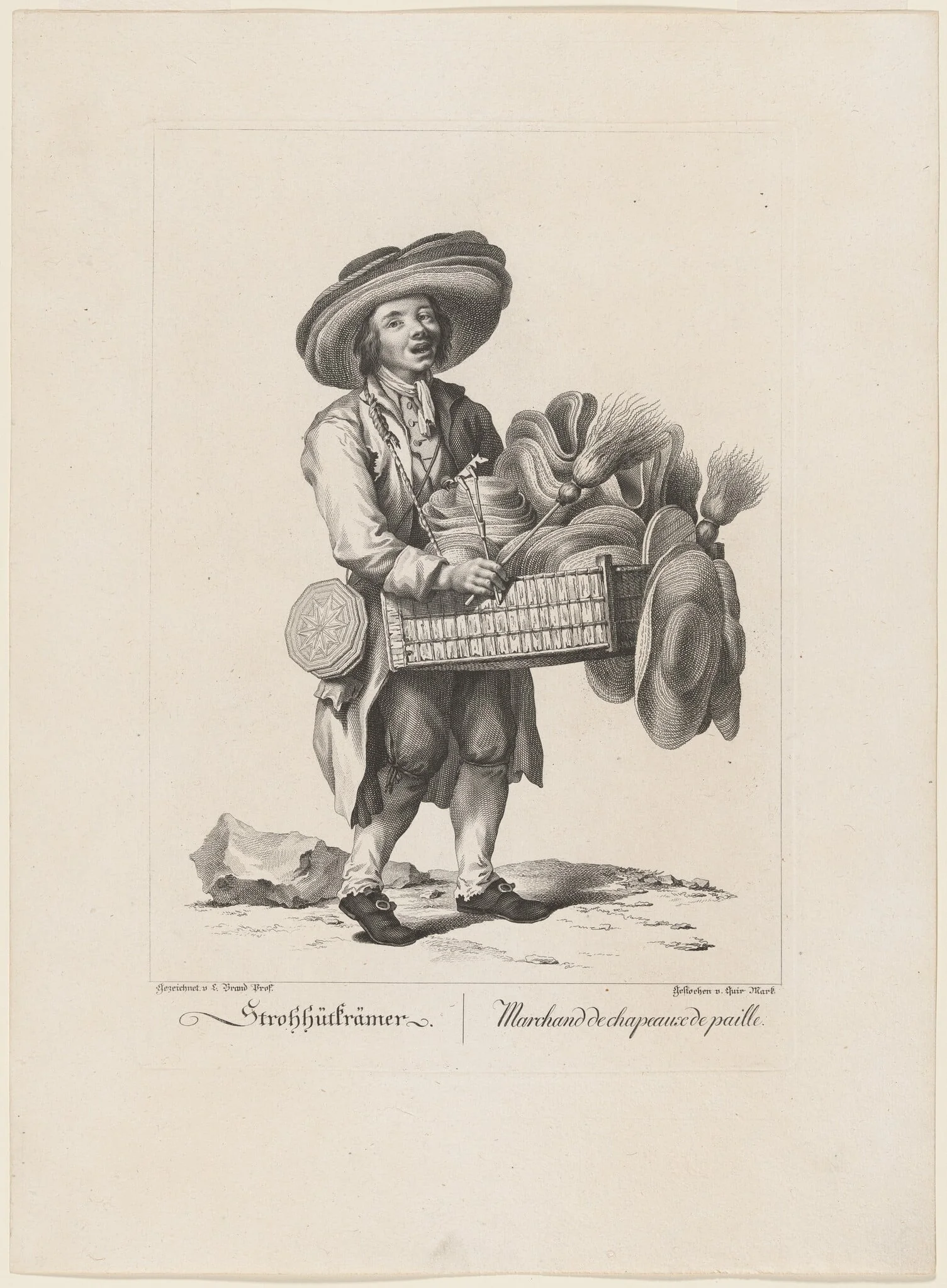 Strohhütkrämer (Straw Hat Seller), by Quirin Mark, ink, 1775
