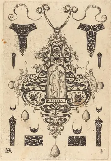 Large Pendant, Justice Standing at Centre