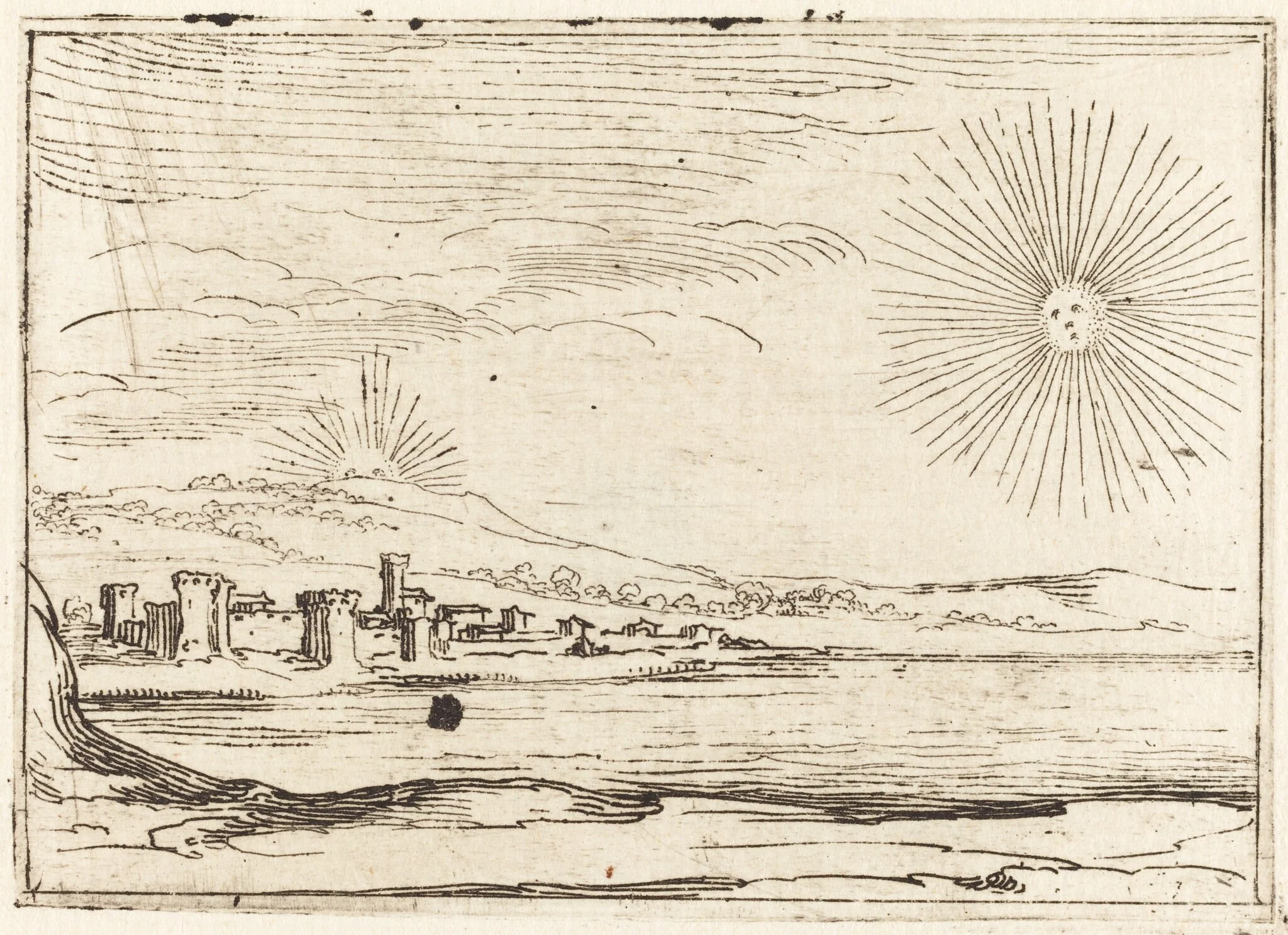 Sun Rising, by Jacques Callot, ink, 1628