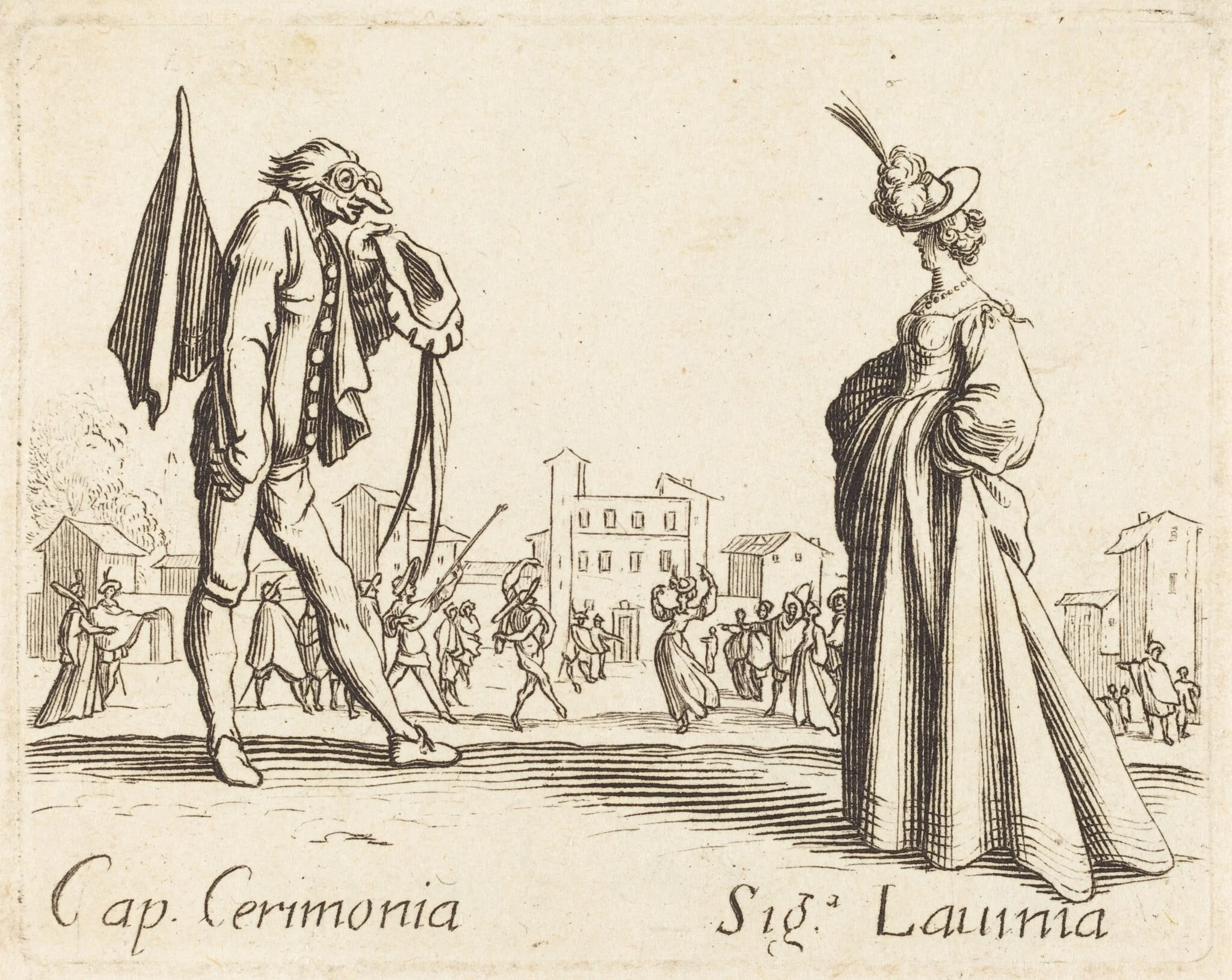 Cap. Cerimonia and Siga. Lavinia, by French 17th Century, ink, 1622