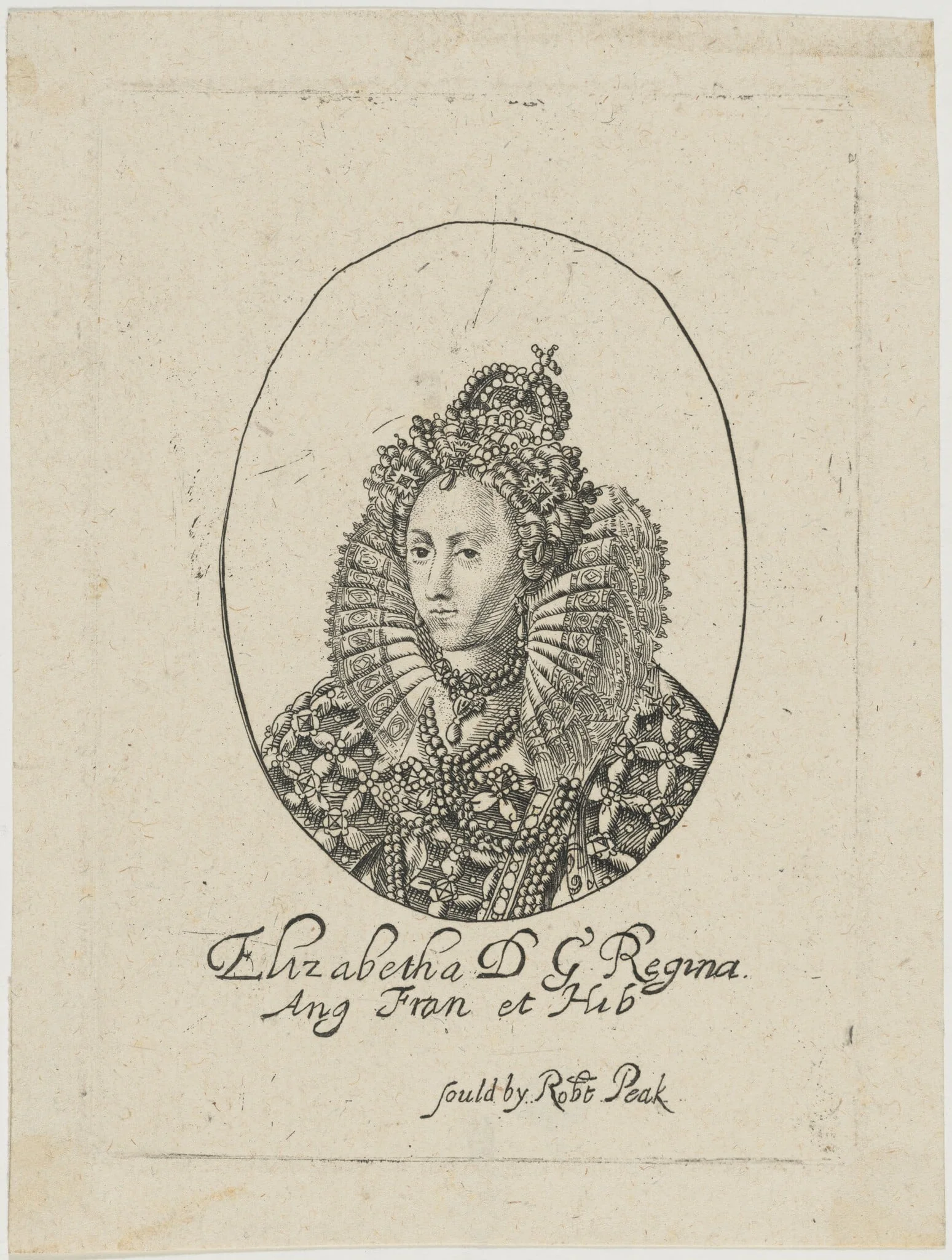 Queen Elizabeth, by William Faithorne, ink, 1633