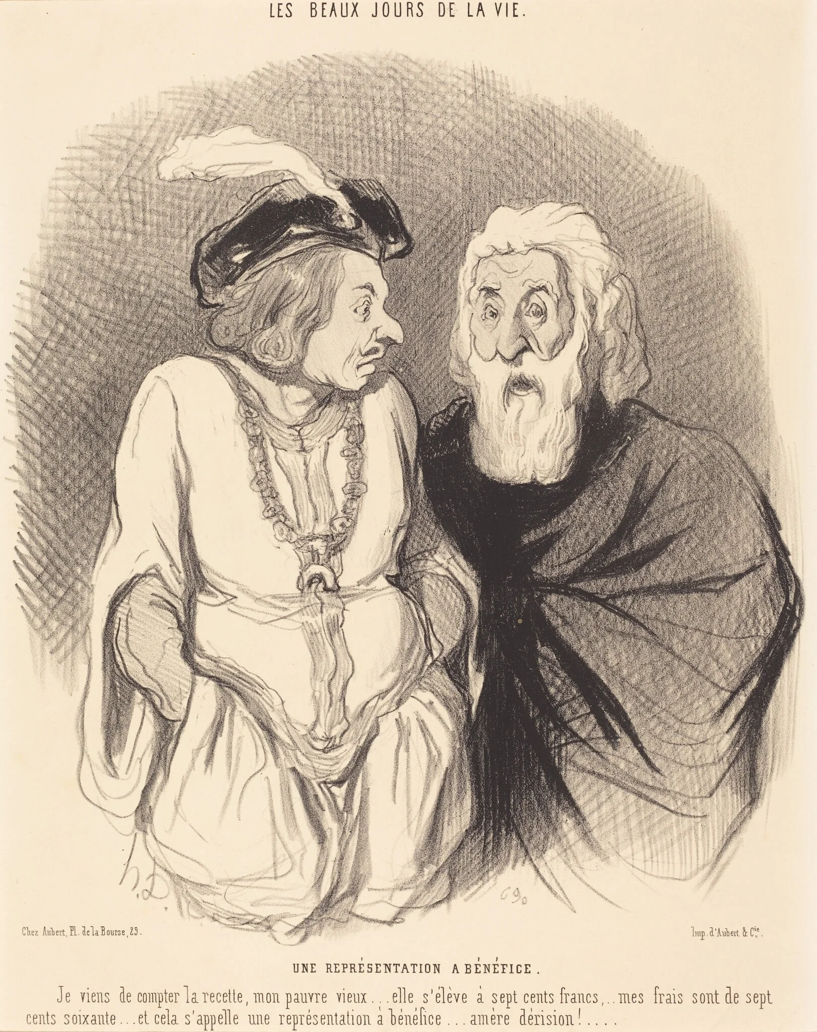 Une Représentation a bénéfice, by Honoré Daumier, ink, 1844