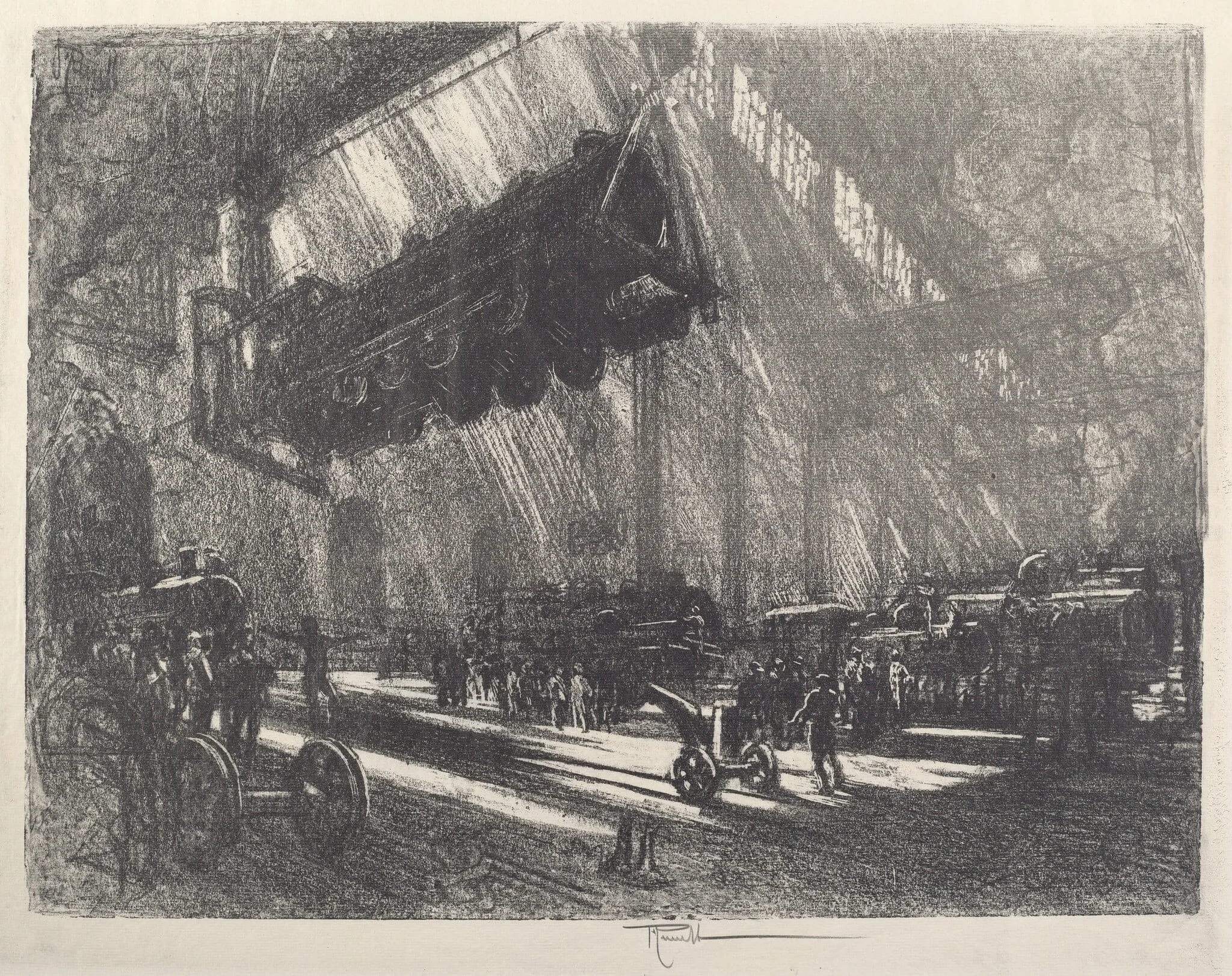 The Flying Locomotive, by Joseph Pennell, ink, 1917