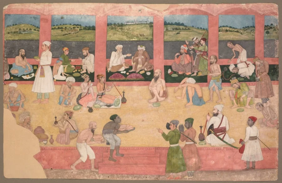 Opium Smokers Served Fruit and Bread, by Unknown, unspecified, 1750