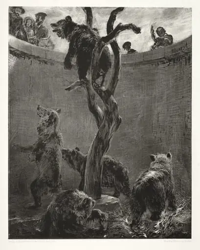 Essay on Stone with Brush and Scraper:  The Bear Pit