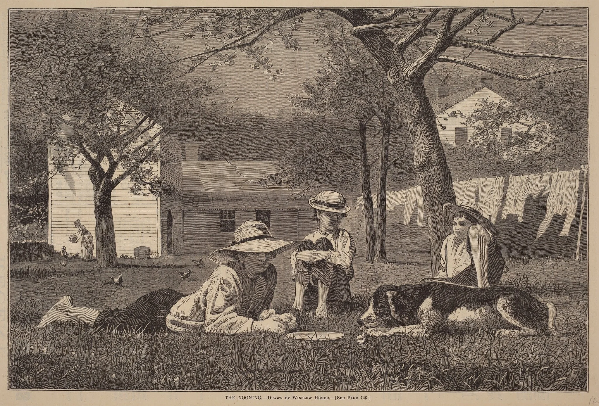 The Nooning, by American 19th Century, ink, 1873