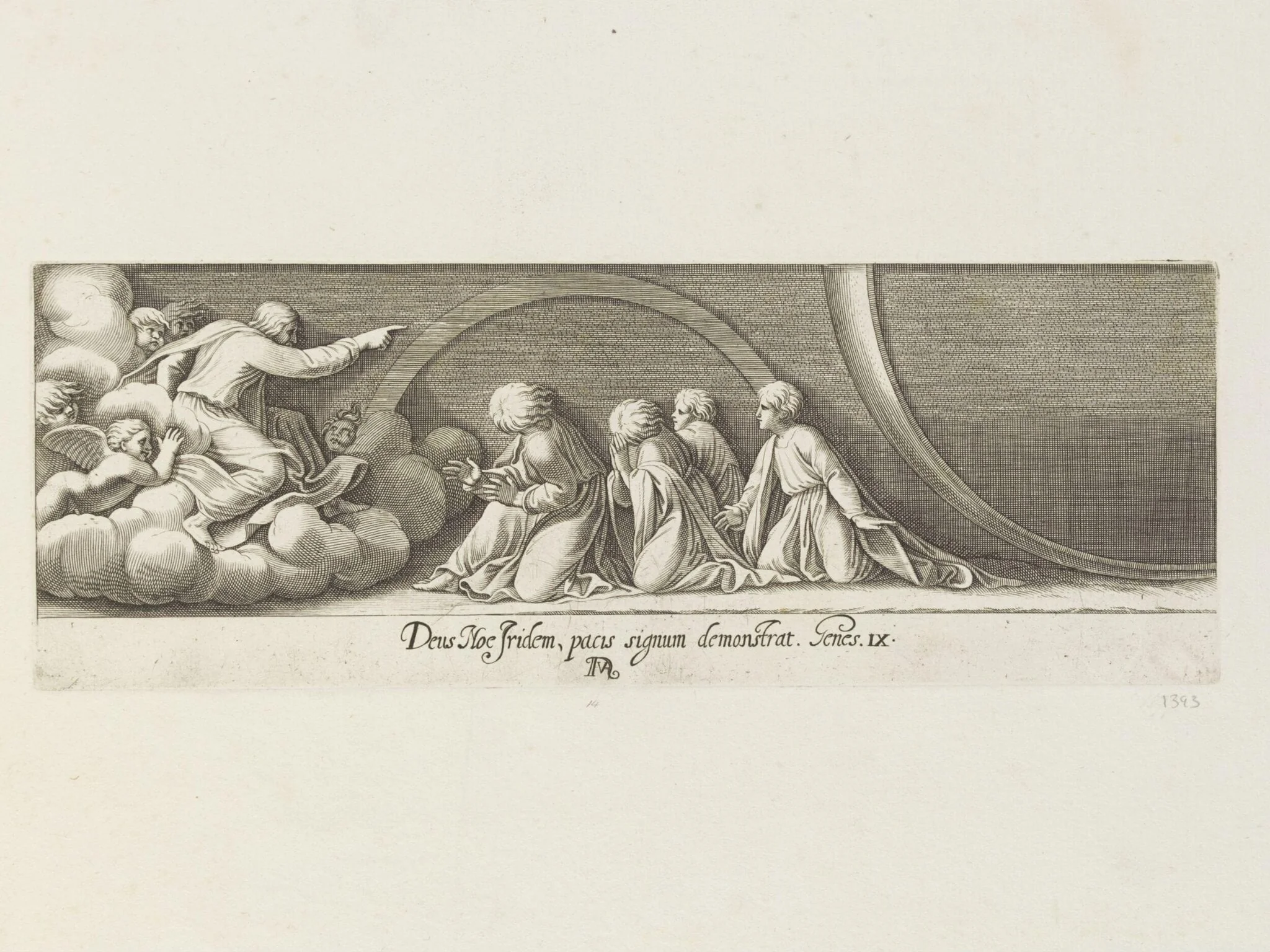 God addressing Noah and his sons, by Francesco Villamena, 1626