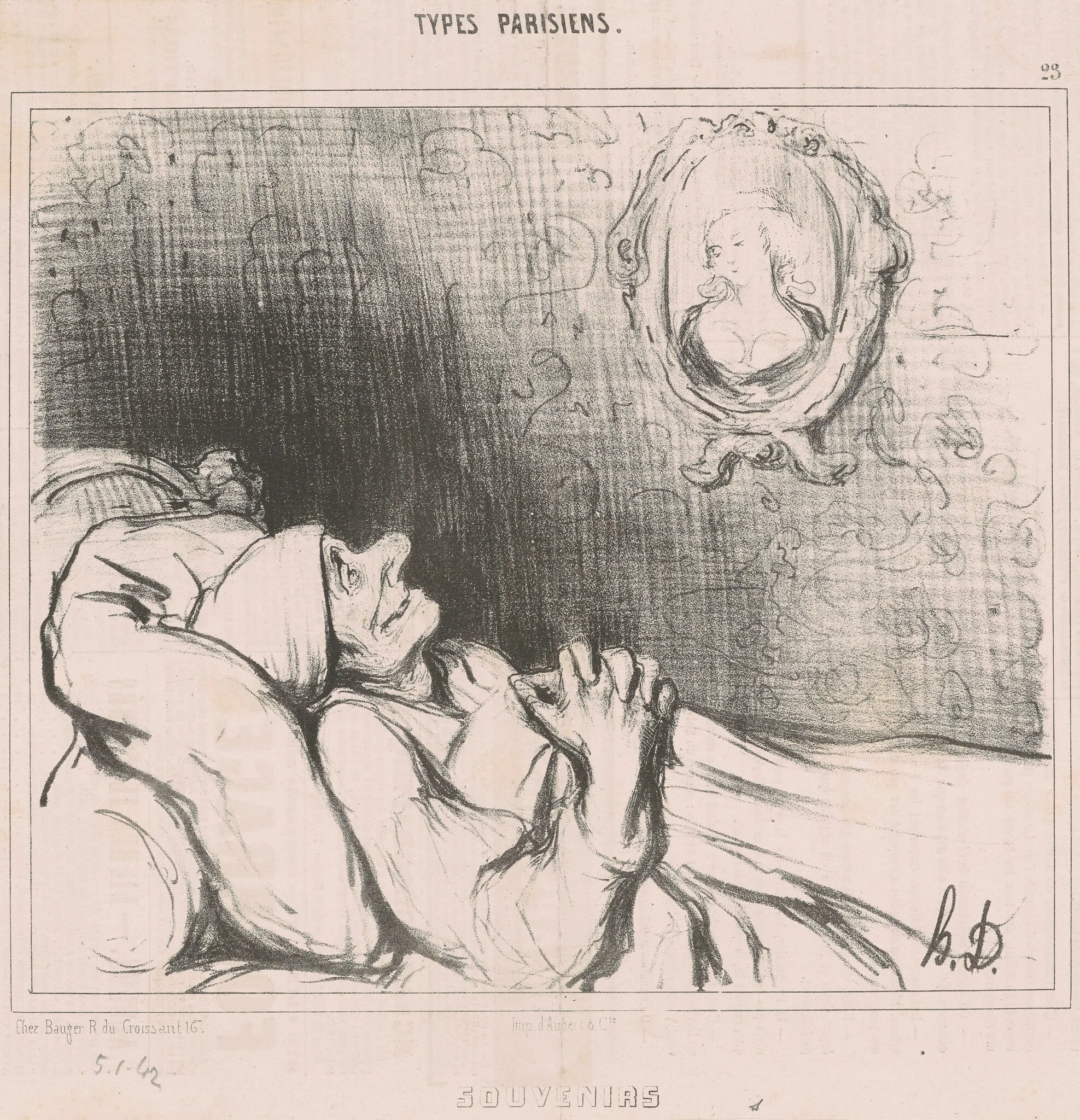 Souvenirs, by Honoré Daumier, ink, 1840