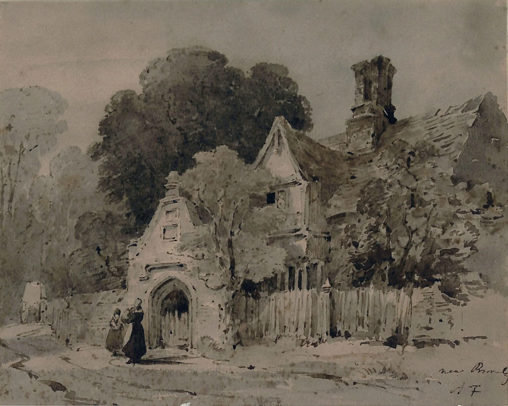 Near Bromley, Kent, by Amelia Long, watercolor, 1850
