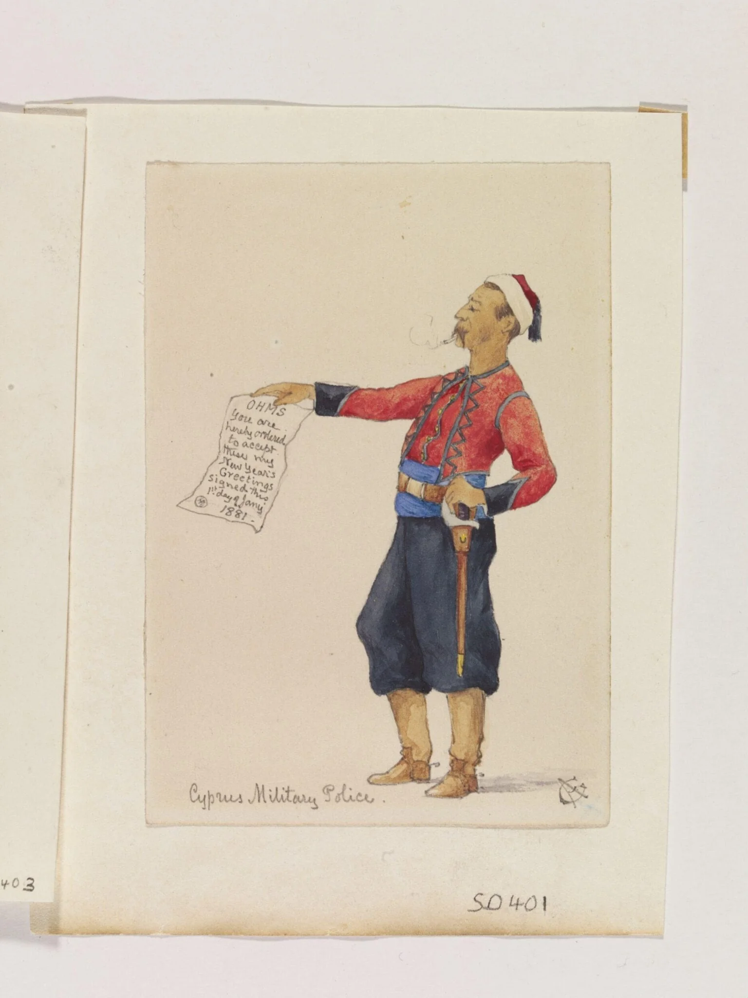 Cyprus Military Police, by Lt. Col. Gilmore, watercolor, 1880