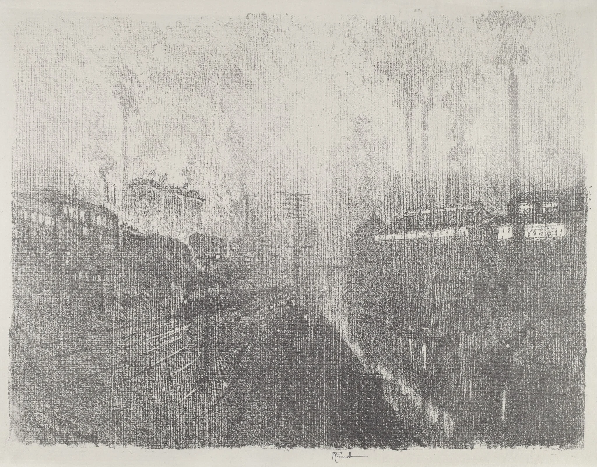 Evening in the Munitions Country, by Joseph Pennell, ink, 1916