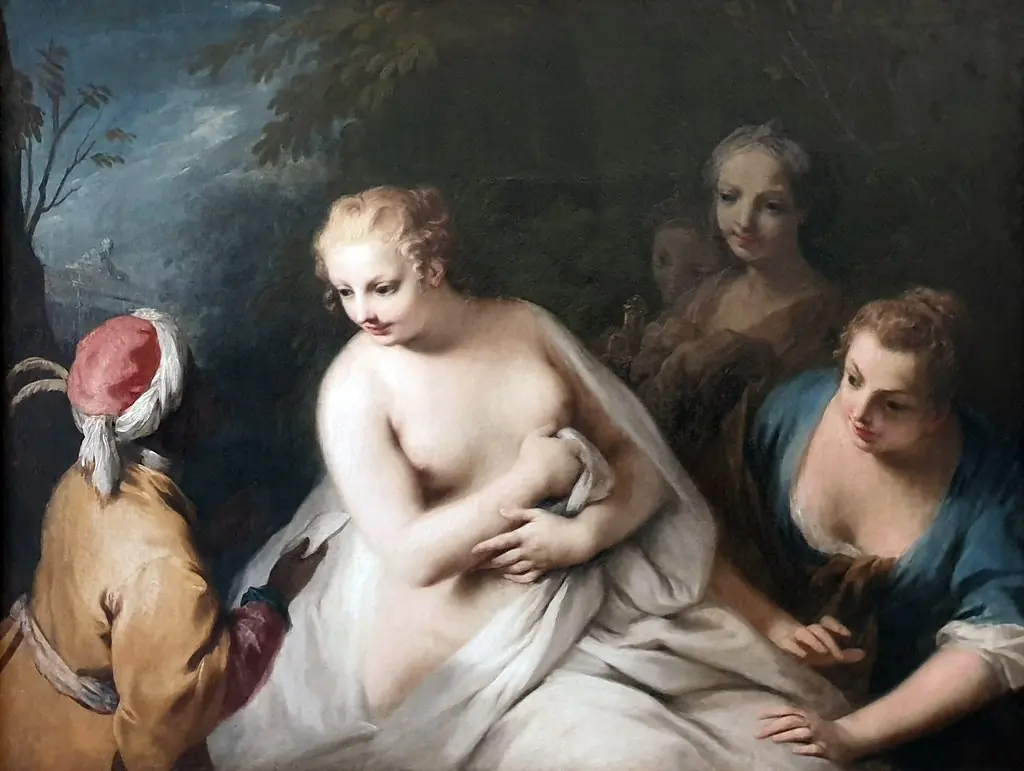Bathseba at her bath receives the message of David