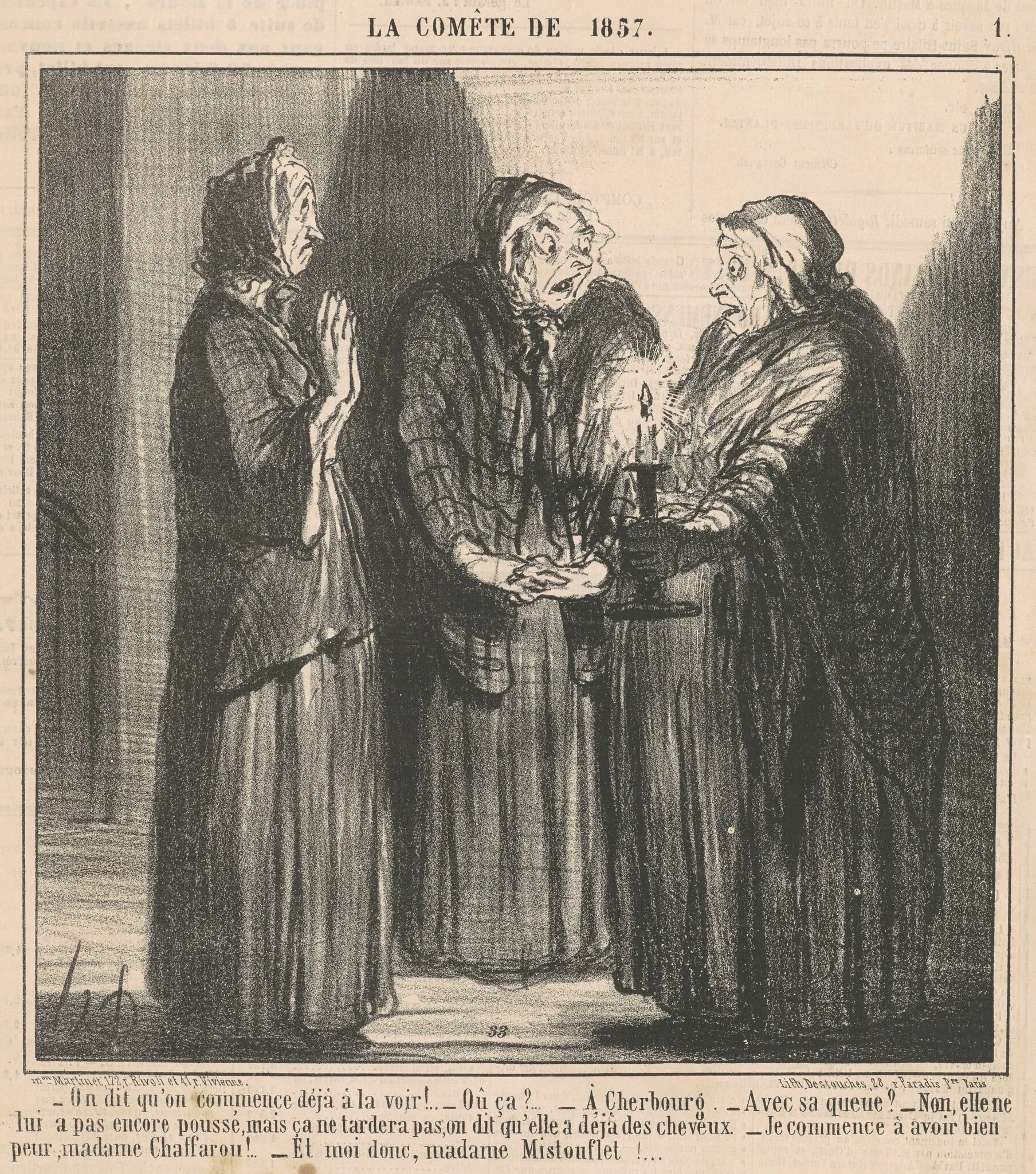 On dit qu'on commence déja a la voir ..., by Honoré Daumier, ink, 1857