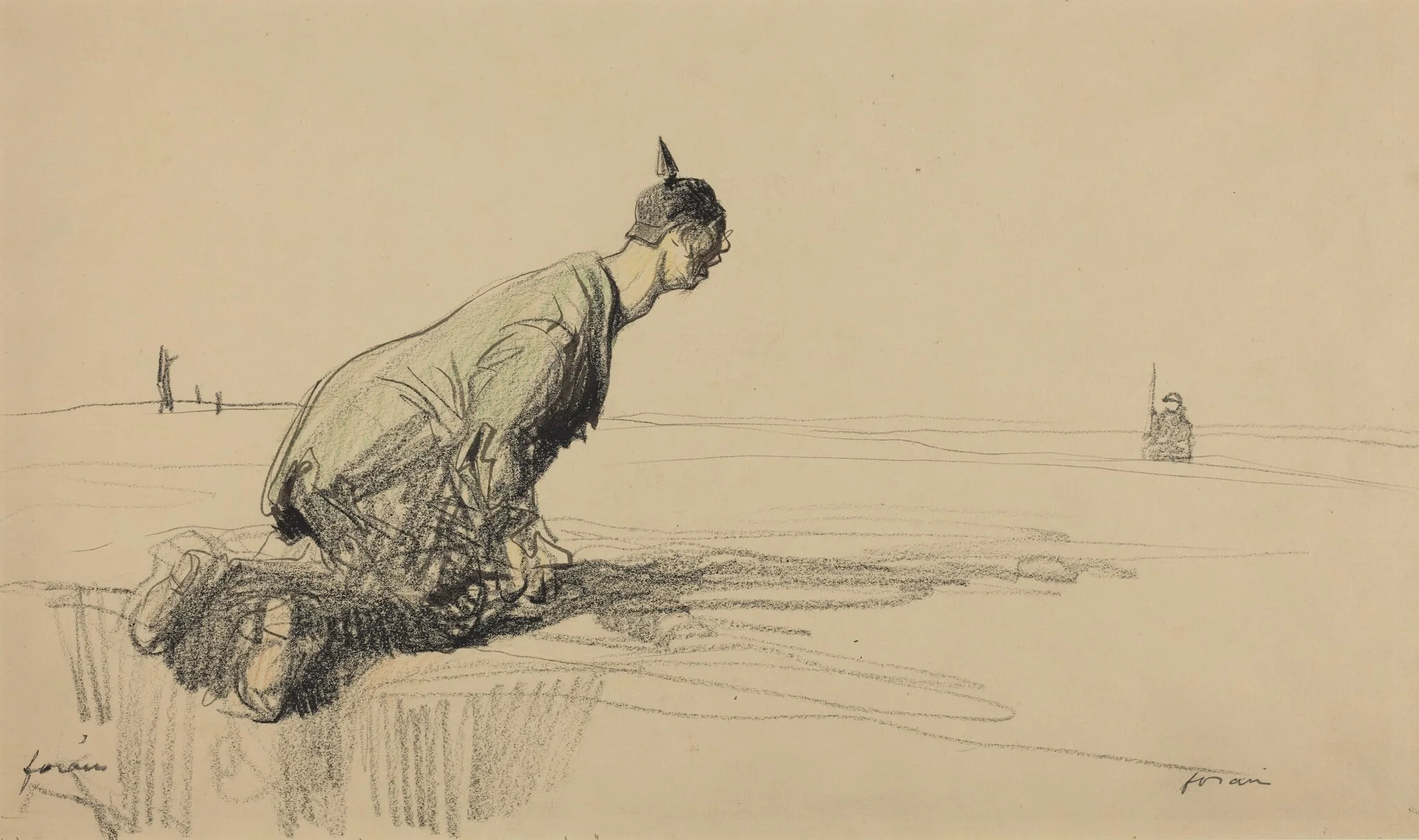 The Objective of War, by Jean-Louis Forain, crayon, 1916