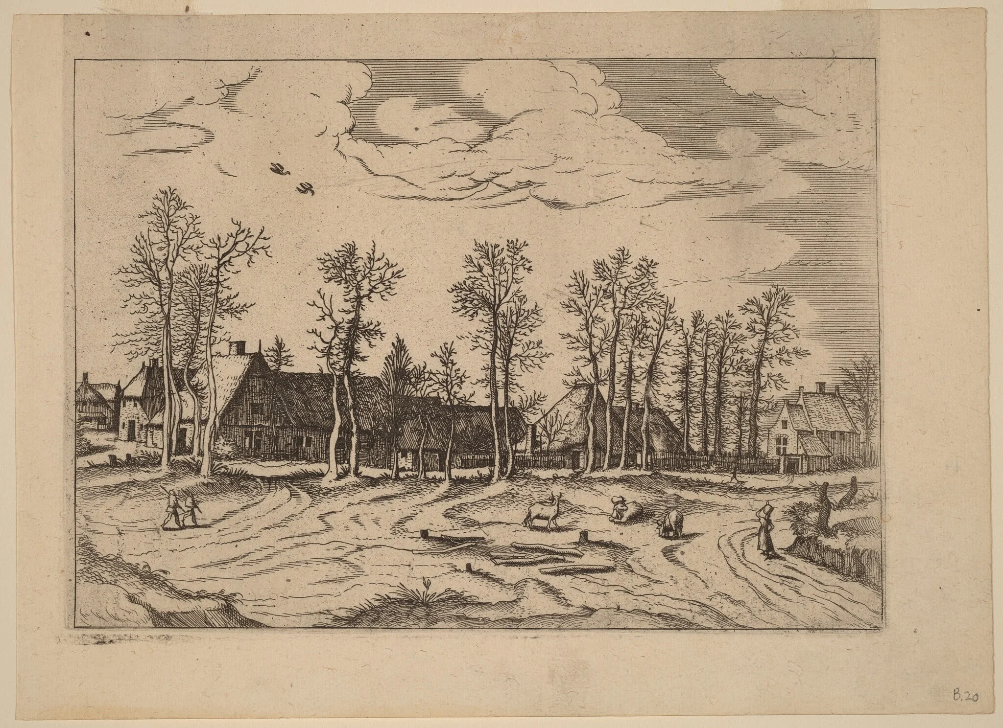 Farms, by Lucas van Doetechum, ink, 1560