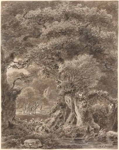 Musicians Traveling through a Forest