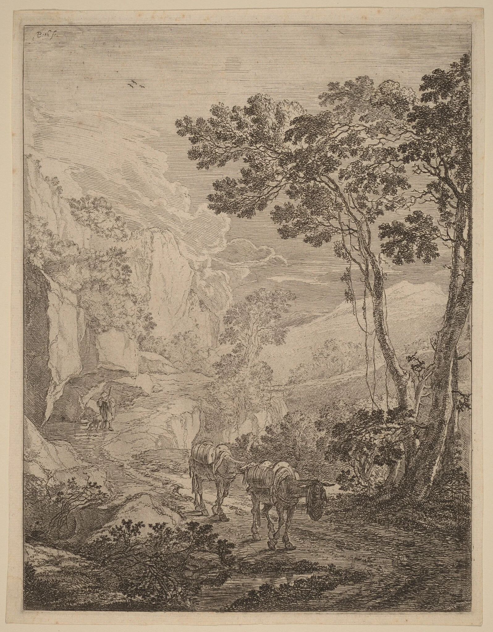 The Two Hinnies, by Jan Both, ink, 1700