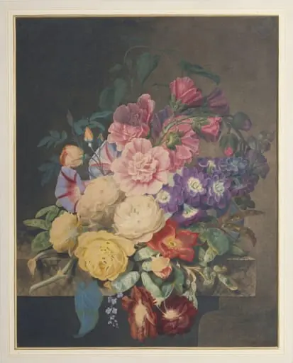 Hollyhocks, Roses, Etc